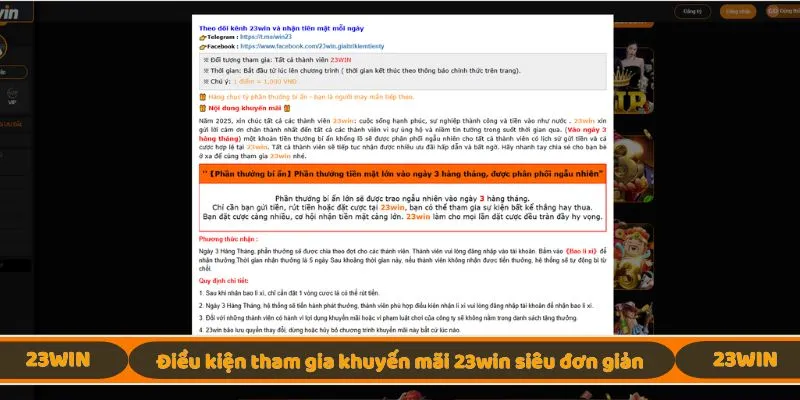 Điều kiện tham gia khuyến mãi 23win siêu đơn giản