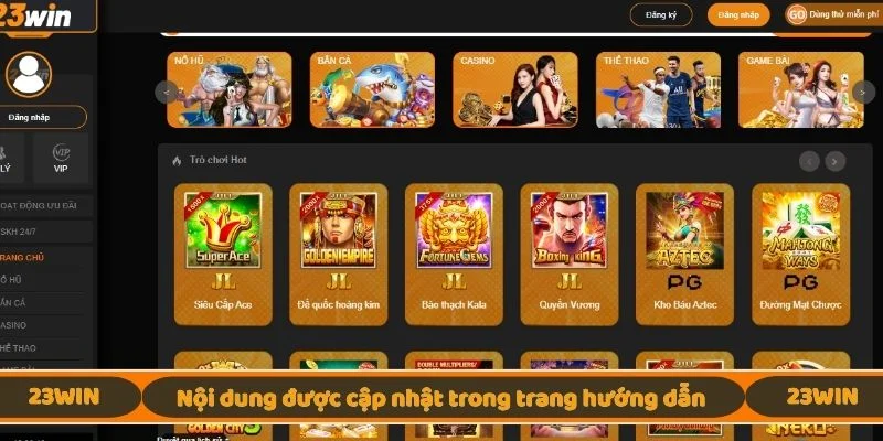 Nội dung được cập nhật trong trang hướng dẫn