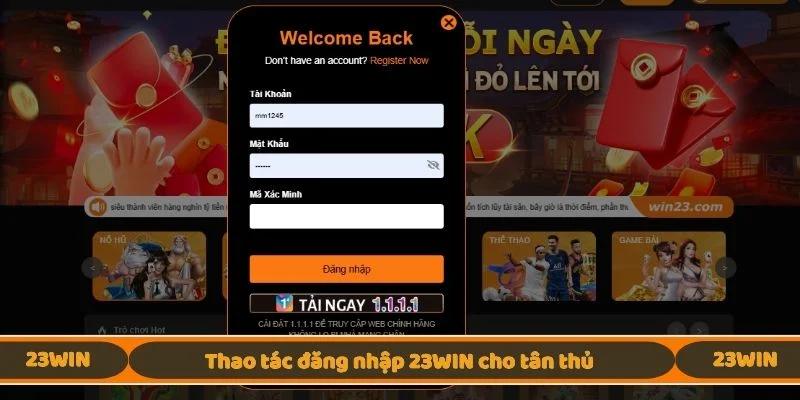 Thao tác đăng nhập 23WIN cho tân thủ