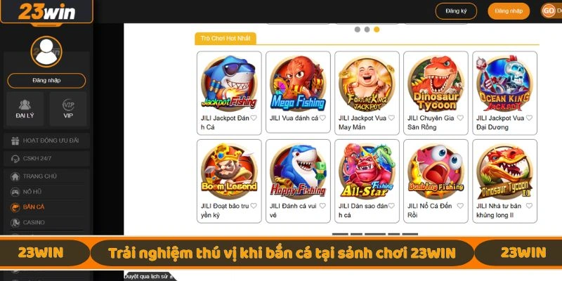 Trải nghiệm thú vị khi bắn cá tại sảnh chơi 23WIN