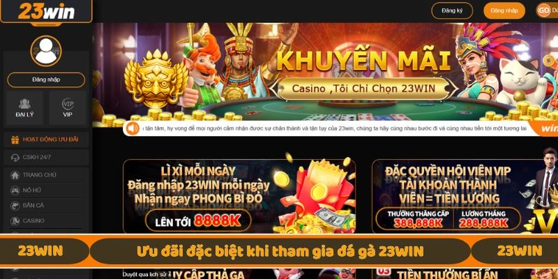 Ưu đãi đặc biệt khi tham gia đá gà 23WIN